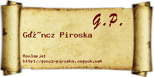 Göncz Piroska névjegykártya